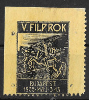 1935 Hungary Stamp Vignette Cinderella BUDAPEST LOCOMOTIVE Train Postman Horse V. Filprok Stamp Exhibition - Other & Unclassified