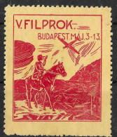  Hungary Poster Stamp Vignette Cinderella  BUDAPEST AEROPLANE SKY PLANE  Postman Horse - Filprok Stamp Exhibition  - Sonstige & Ohne Zuordnung