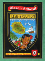 Ile De La Reunion Carte Postale  Blason Adhesif - Reunión