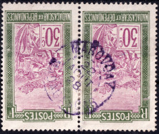 MADAGASCAR - 1928 - TàD Violet "MAROVOAY / MADAGASCAR" Sur Paire Yv.136 30c Vert & Lilas - TB - Gebraucht