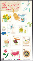 (ja1724) Japan 2023 Greetings Summer 84y MNH Sunflower Cat Goldfish Ice Cream Tofu Watermelon Eel - Ongebruikt