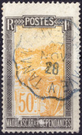 MADAGASCAR - 1927 - TàD Convoyeur Bleu "TAMATAVE À TANANARIVE / A" Sur Yv.139 50c Noir & Ocre - TB - Used Stamps