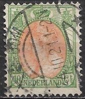 Afwijking Gebroken Straal Links Bovenin In 1899 Koningin Wilhelmina 40 Cent Groen / Oranje NVPH 73 - Plaatfouten En Curiosa