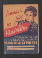 Protège Cahier Publicitaire  MILLIAT FRERES Raviolitos   (M5695) - Protège-cahiers