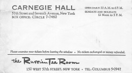 Carnegie Hall - The Russian Tea Room Envelope - New York - United States