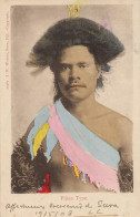 Fijian Type Hand Colored  Semi Nude Native  J.W. Waters Suva  Undivided Back  Used 19908 Stamp Removed - Figi