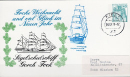 BRD FGR RFA - Privatpostkarte "Frohe Weihnacht Gorch Fock" (MiNr: PP 100 B1/001) 1977 - Gelaufen - Cartes Postales Privées - Oblitérées