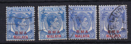 B.M.A. (Malaya): 1945/48   KGVI 'B.M.A.' OVPT   SG12 / 12a/12b / 12ba    15c  [red Overprint]   Used - Malaya (British Military Administration)