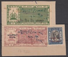 India Rajasthan Jaipur Alwar Court Fee Revenue Stamps On Piece - Alwar