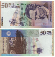 COLOMBIA  50'000 Pesos  Oro  P455s  (dated 5.8.2014)   "  Jorge Isaacs +   Hacienda "El Paraíso" At Back "    UNC - Colombie