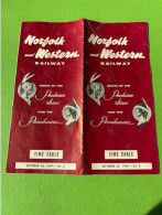 Norfolk And Western Railway - Route Of The Powhatan Arrow And Pocahontas Time Table 1959 - World