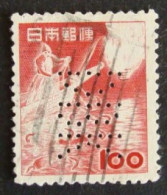 Perfin Francobollo Giappone - 1953 - 100 Yen - Oblitérés