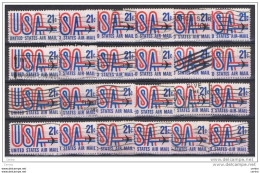 U.S.A. :  1968/71  AIR  MAIL  -  21 C. USED  STAMPS  -  REP.  24  EXEMPLARY  -  YV/TELL. 72 - 3a. 1961-… Used