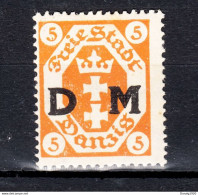 Danzig 1921,Mi D1,ABART,punkt  In 5 Linksoben,Postfrisch  Mit Falz(D3181) - Dienstmarken