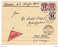 Danzig 1921,Mi 74 + 2 X 80 Auf Brief Mit Nachnahme Nach Gross Gerau(D3383) - Storia Postale