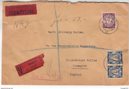 Danzig 1938,Mi 247,2 X 248 Auf Wertbrief Nach England (D3386) - Cartas & Documentos
