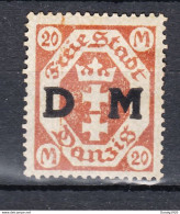 Danzig 1922,Mi D28,ABART,brauner Strich über Marke,Postfrisch Mit Falz(D3294) - Dienstmarken