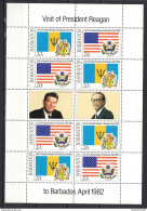 Barbados 1982,8V In Block,visit Of President Reagan,flags,banners,vlaggen,drapeaux,flaggen,MNH/Postfris(L3053) - Autres & Non Classés