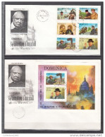 Dominica 1974,6V+Block On 2 FDC's,Sir Winston Churchill,Used/Gestempeld(L1801) - Sir Winston Churchill