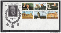 Anguilla 1974,6V On FDC,Sir Winston Churchill,Used/Gestempeld(L1799) - Sir Winston Churchill