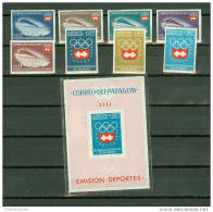 Paraguay 1963,8V/1Block,,olympic Games,olympisch,olympisch E,olympique,olympicos,IMPERF ,MN H/ Postfris(A1429) - Hiver 1964: Innsbruck