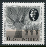 POLAND 1980 Chopin Piano Competition MNH / **.  Michel 2714 - Nuevos