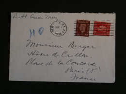 BU4 GREAT BRITAIN BELLE LETTRE RR 1938 PAQUEBOT QUEEN MARY + COLLECTION HOTEL DU CRILLON PARIS +AFF. PLAISANT+ - Storia Postale