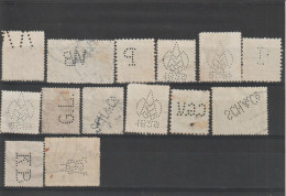 Tchécolovaquie Lot De 14 Timbres Perforés Perfins - Abarten Und Kuriositäten