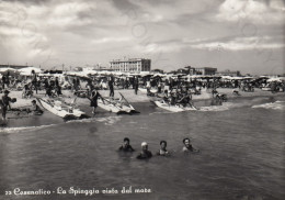 CARTOLINA  CESENATICO,CESENA,EMILIA ROMAGNA-LA SPIAGGIA VISTA DAL MARE,ESTATE,VACANZA,BARCHE,BELLA ITALIA,VIAGGIATA 1956 - Cesena