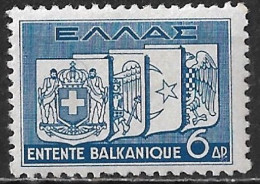 GREECE 1938 Balkan Entente 6 Dr. MH  Vl. 509 - Unused Stamps