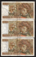 FRANCE - Lot De 3 Billets 10 Francs BERLIOZ - 6/11/1975 - N° Qui Se Suivent : 19194,19195,19196 - F :63/14 - SUP Sale - 10 F 1972-1978 ''Berlioz''