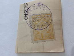 MARCA DA BOLLO SU FRAMMENTO DIRITTI DI STATO CIVILE COMUNE DI BUSTO ARSIZIO.1 - Revenue Stamps