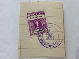 MARCA DA BOLLO SU FRAMMENTO DIRITTI DI SEGRETERIA MUNICIPIO DI CANTELLO.5 - Revenue Stamps