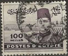 EGYPT 1939 King Farouk And Aswan Dam - 100m. - Purple FU - Usados