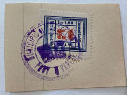 MARCA DA BOLLO SU FRAMMENTO DIRITTI DI STATO CIVILE COMUNE DI CASTELLANZA.17 - Revenue Stamps