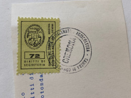 MARCA DA BOLLO SU FRAMMENTO DIRITTI DI SEGRETERIA CREMONA.18 - Revenue Stamps