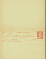 Carte Postale Avec Entier Pasteur 60c Rouge Avec Réponse Payée Sans Date Storch F1 P182 Cote 175 Euros - Standaardpostkaarten En TSC (Voor 1995)
