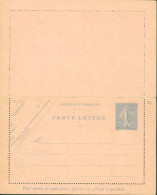 Carte Lettre Entier Avec Semeuse Lignée 25c Bleu Sur Carton Saumon Storch C1 P139 Cote 150 Euros - Letter Cards