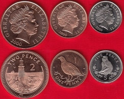 Gibraltar Set Of 3 Coins: 1 - 5 Pence 2000 UNC - Gibilterra