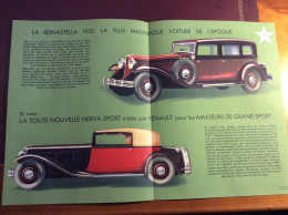 Jolie Et Ancienne Brochure Automobile RENAULT Nerva Sport / La REINASTELLA  . 1932 - Voitures