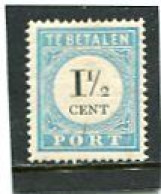 NETHERLANDS/NEDERLAND/HOLLAND   - 1881  POSTAGE DUE  1 1/2c  III Type  MINT - Strafportzegels