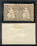 Suiza 1867 Correo 35+35c */MH 5 Ctms 1862 Marron / Pareja Sello Doble Impresion - Neufs