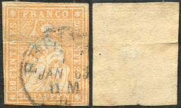 Suiza 1854 Correo 29 US 20 Rp. 1854 Naranja / Punto Aguja  - Gebraucht