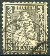 Suiza 1862 Correo 34 US 3 Ctms. 1862 Negro  - Gebraucht