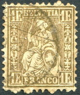 Suiza 1862 Correo 41 US 1 Franco 1862 Oro  - Gebraucht