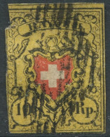 Suiza 1850 Correo 15 US 10 Rp. 1850 Amarillo / Defectos  - 1843-1852 Correos Federales Y Cantonales