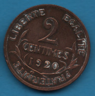 FRANCE 2 CENTIMES 1920 F# 110, Gad# 107, KM# 841 Daniel-Dupuis - 2 Centimes