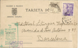 España Tarjeta Postal Circulada  Cantabria-barcelona 1943 NL1294 - Autres & Non Classés