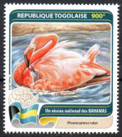 TOGO 2016 1v - MNH - National Bird Of Bahamas - Flamant Des Caraïbes - American Flamingo - Birds - Flamingos - Flamenco - Flamingos