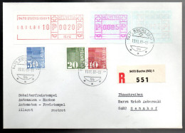 Schweiz Schalterfreistempel Automaten-Marken -Freistempel / Lilarot / Rostrot 28 Verschied R-Briefe Mit Ankunftsstempel - Automatic Stamps